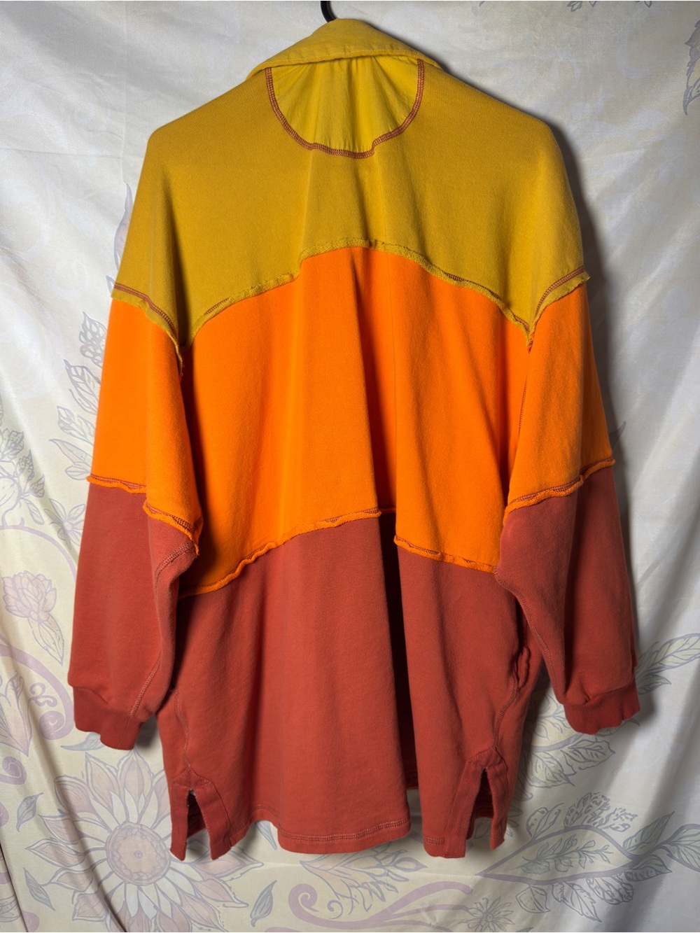 Free People Colorblock Rugby Pullover - Yellow, Orange, Rust - Picture 2 of 12